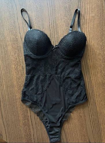 Marilyn Monroe NWOT luxury black lacy mesh padded lingerie bodysuit  (S)