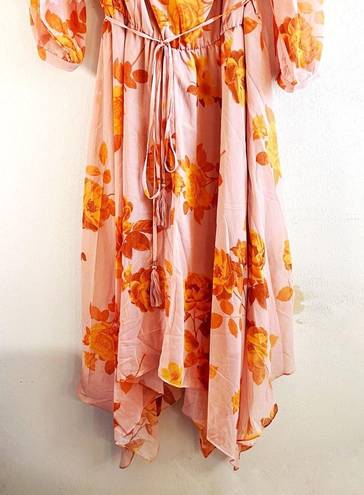 City Chic  Dress Rose Floral Print V-Neck Long Sleeve A-Line Maxi Dress Sz 22 NWT