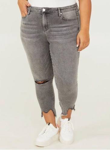 Altar'd State Grey Ripped Crop Jeans 