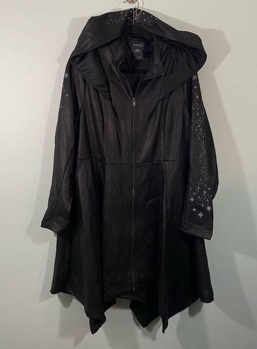 Torrid  X Harry Potter Black Deathly Hallows Faux Suede Embroidered Coat Size 2