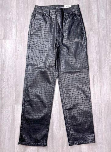 INC  Black Crocodile Coated Jeans 10