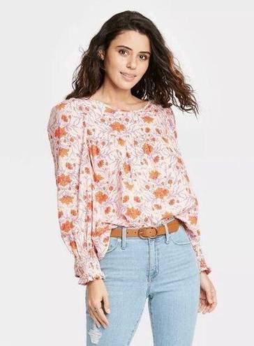 Universal Threads Universal Thread Floral Print Long Balloon Sleeve Blouse Size XL