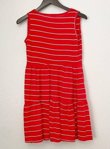 See You Monday  Striped Tiered Knit Red White Dress Medium