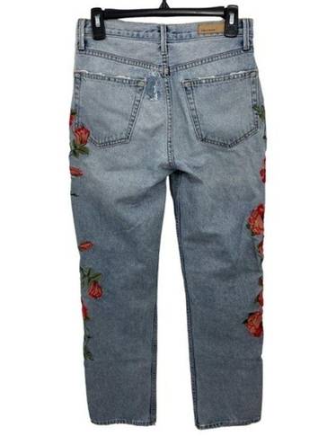 GRLFRND  Denim Helena High-Rise Straight Jeans in Hall & Oats Size 26 Embroidered