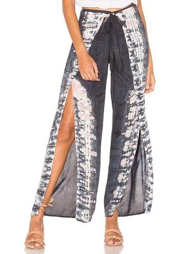 Young Fabulous and Broke  Tie Dye Fauna Split Wide Leg Pant Robin Cayman Wash M