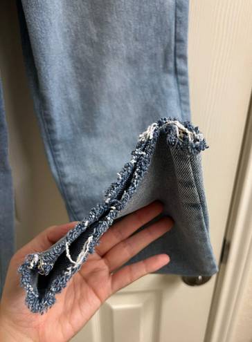 Kensie the slim straight leg high rise blue jeans denim light wash