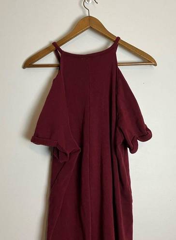 Torrid  Plus Size Maroon Cozy Mini Fleece Cold Shoulder Dress