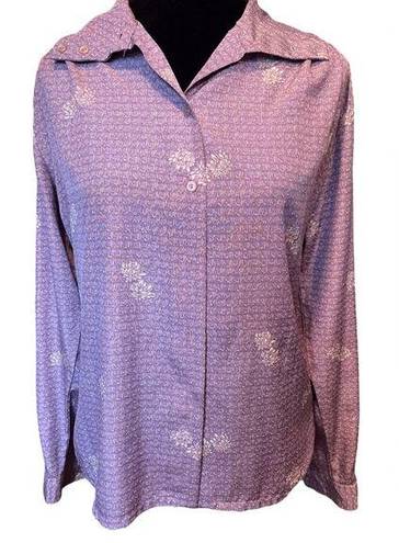 Ethereal Panther Vintage 70s Purple Hippie Dreamy  Whimsical Floral Button Top