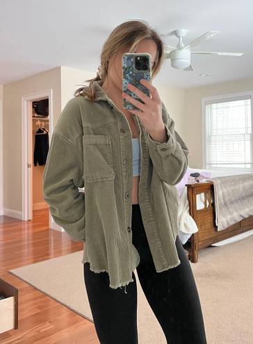 ZARA Frayed Green Corduroy Jacket