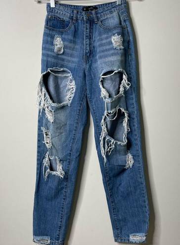 Missguided  Riot High Rise Mom Jeans Distressed Size 0