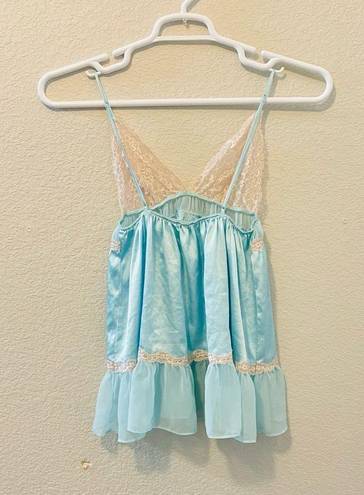 Victoria's Secret  Sexy 2013 Sky Blue & Lace Sheer Chemise Slip Lingerie Sz Sm