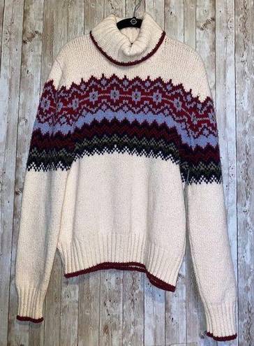 L.A.M.B. Women's Vintage Langenis s Wool Blend Fair Isle Turtleneck Sweater Size XL