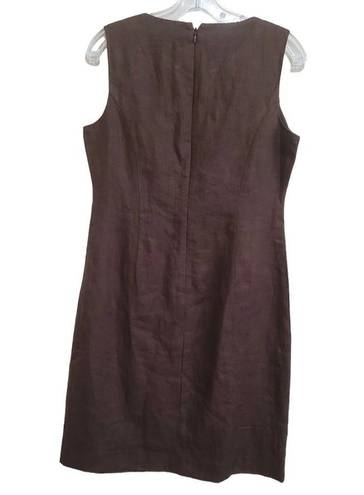 Talbots  Brown Linen Sleeveless Dress Sz 4