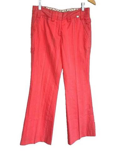 Ted Baker  Coral Pink Wide Leg Straight Pants Womens Size 1 Cotton Striped