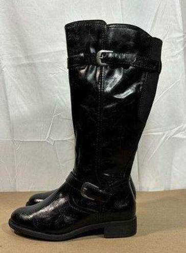 Wear Ever Julia Black Knee High Boots Riding Moto Boots Sz 6.5 W