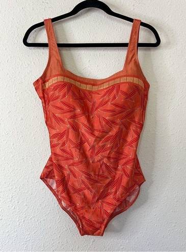 Gottex  One Piece Swim Suit Size 14 Leaf Design