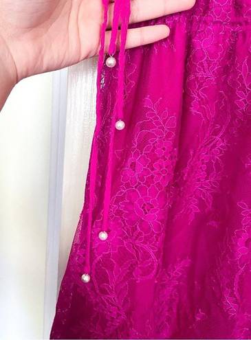 Alexis Dress Umbria Tiered Lace Tulle Silk Maxi Wedding Pink Fuchsia XS GUC