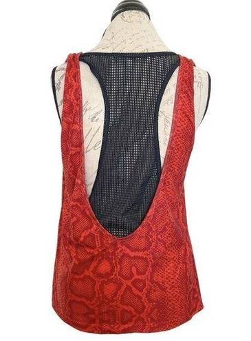 Lovers + Friends  Womens Tank Top Back Mesh Snakeskin Print Sz Small Sleeveless