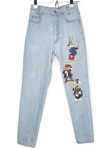 Jerry Leigh  Vintage 90s Looney Tunes Disco Jeans Light Wash Size 9 Cartoons