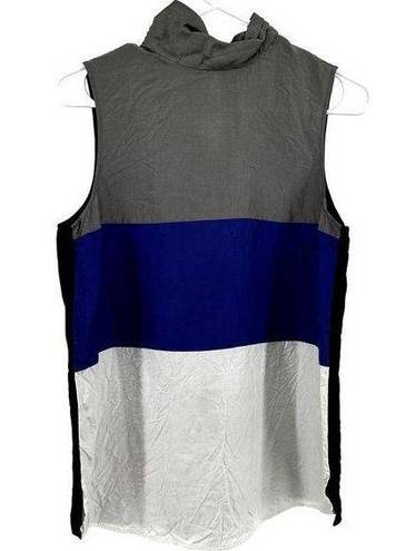 Emporio Armani  Tank Top Colorblock Relaxed Fit High Neck 100% Silk Multicolor M