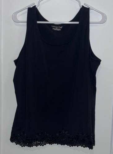 Coldwater Creek Plus Size Black Tank Top With Lace 