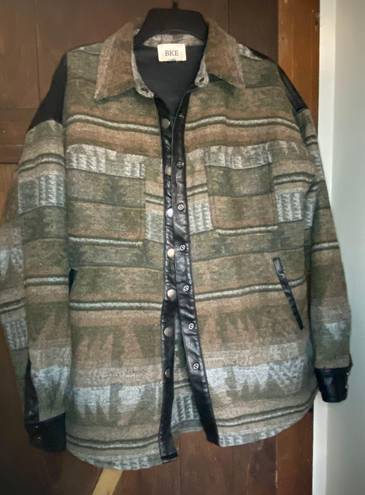 BKE Tan Tribal Western Shacket