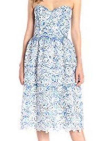 Parker  Azalea Strapless Sweetheart-Neck Lace Dress, Glacius Brocatto eyelet midi