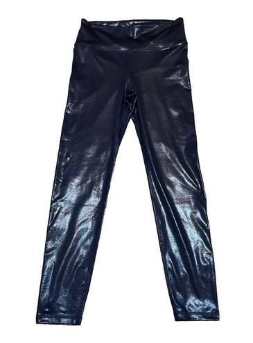 American Eagle Metallic Blue Faux Leather High-Waist Legging/ Tight Pant 6 Long