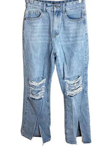 Dolls Kill Momokrom  Slashed Knee Split Hem Hi Rise Denim Jeans Distressed Us 6