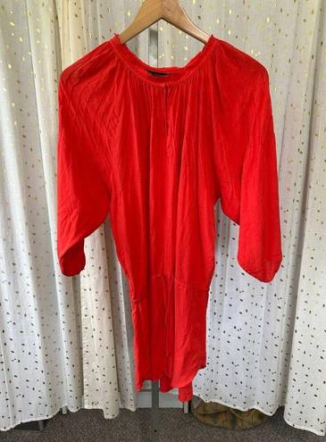 Vix Paula Hermanny  Sara Pinched Pleats Drawstring Waist Caftan Swim Cover Up M