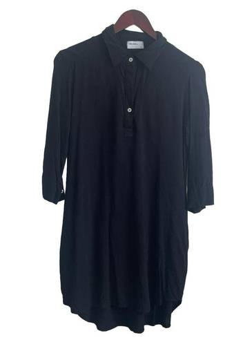 Allen Allen  Dress Women M Black Collar V-Neck 3/4 Sleeve Short Length Casual