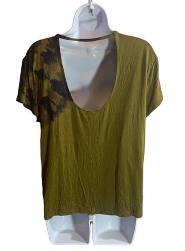 Joy Lab Short Sleeve Top TShirt Army Green Tie Dye Open Back Size Small 