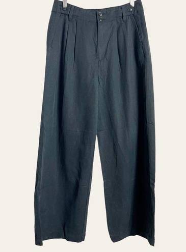 Madewell  Black Pleated Wide Leg Linen Blend Pants Size 4P NWT