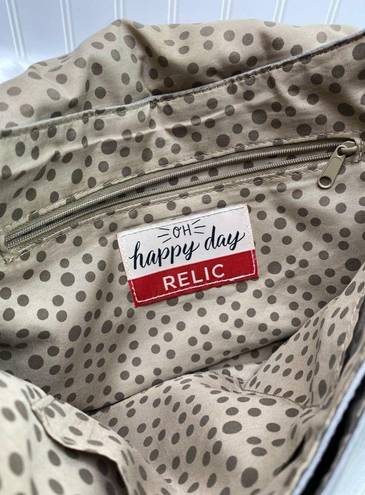 Relic  by Fossil Oh Happy Day gray leather flap front crossbody messenger bag EUC