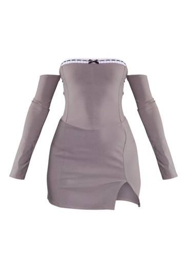 Pretty Little Thing Grey Corset Mini Dress With Bow