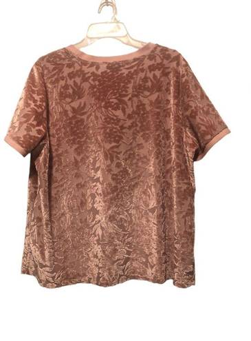 A New Day  Pink Crushed Velour Velvet Floral Top Size XXL