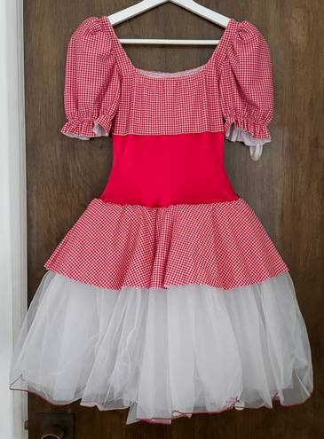 Wish A  Come True Appalachian Spring White Tutu Lace Up Red Gingham Dance Ballet Dress, size S