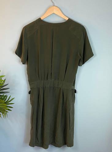 Equipment Femme Olive Green Oliver Utility Silk Mini Dress