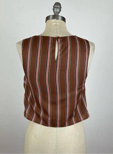 J.O.A. Brown Stripe Knot Crop Top