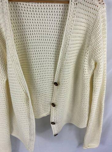 Joie  Cream Cottagecore Open Weave Crochet Cardigan Sweater Size XL