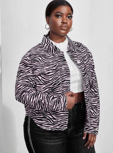 Zebra Print Denim Jacket Multiple Size 2X