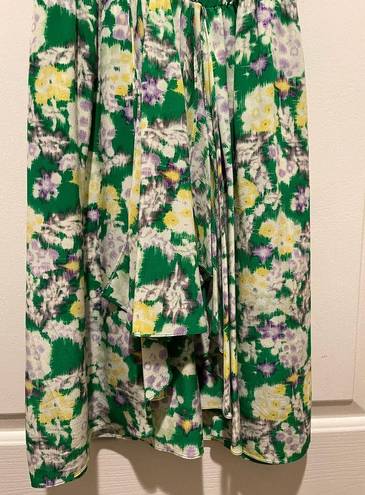 Rebecca Taylor  100% Silk Floral Green & Yellow Sleeveless Sundress Size 2 EUC