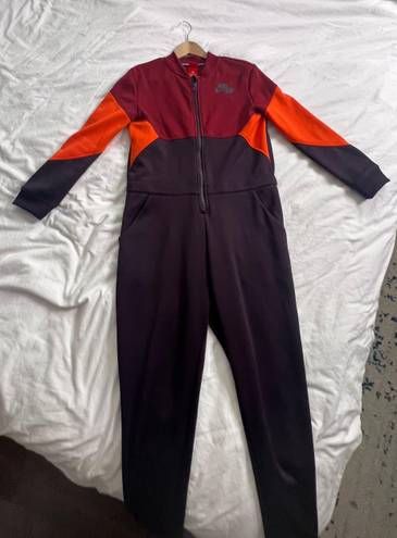 Nike Qsport burgundy orange color lock sweatsuit zip up jumpsuit XS