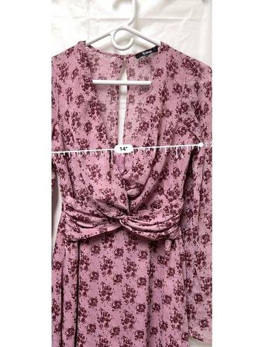 Trixxie Size Small Dress Pink Floral‎ Bell Sleeve Sheer Lined Spring BD1703