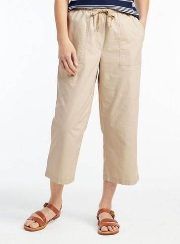 L.L.Bean  Coastal Tan Sunwashed Cotton Canvas Crop Drawstring Cropped Pants XL new