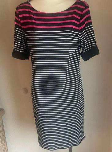 Karen Scott  sport striped dress 100 % cotton stretch size medium sporty dress