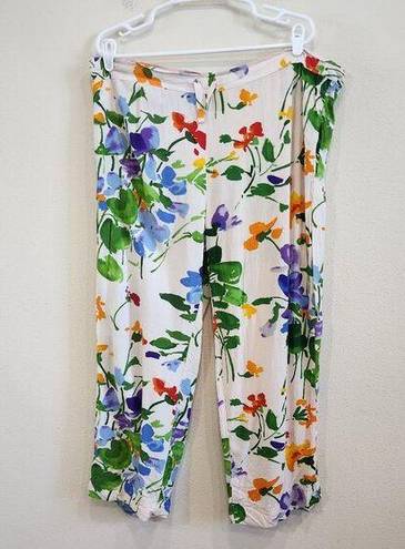 Jams World  Vintage Colorful English Garden Floral Wide Leg Cropped Pants Large