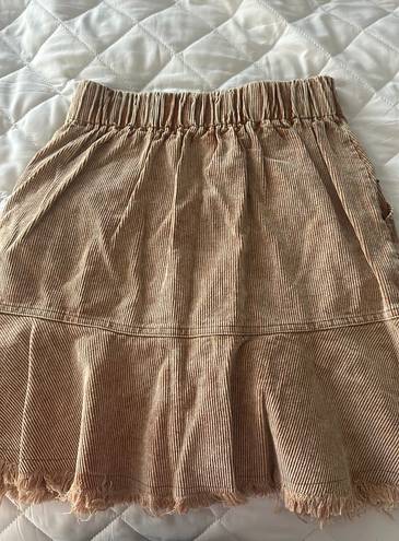 Corduroy Button Up Skirt Gold