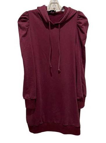 Doe & Rae  Puff Sleeve Sweatshirt Hoodie Dress Size Medium Burgundy Wine