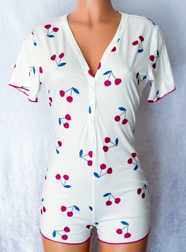 Boutique White, Cherry, Buttoned, Pajama Romper